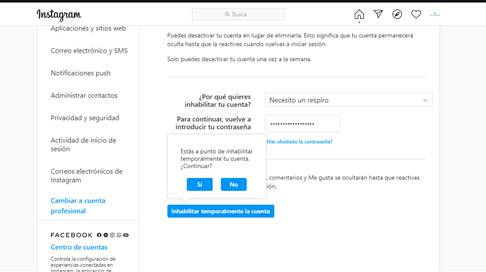 Desactivar tu cuenta en Instagram PASO 7 Desactivar tu cuenta en Instagram PASO 7