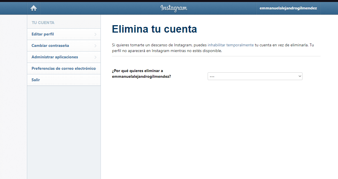 Eliminar cuenta Instagram 1 Eliminar cuenta Instagram 1